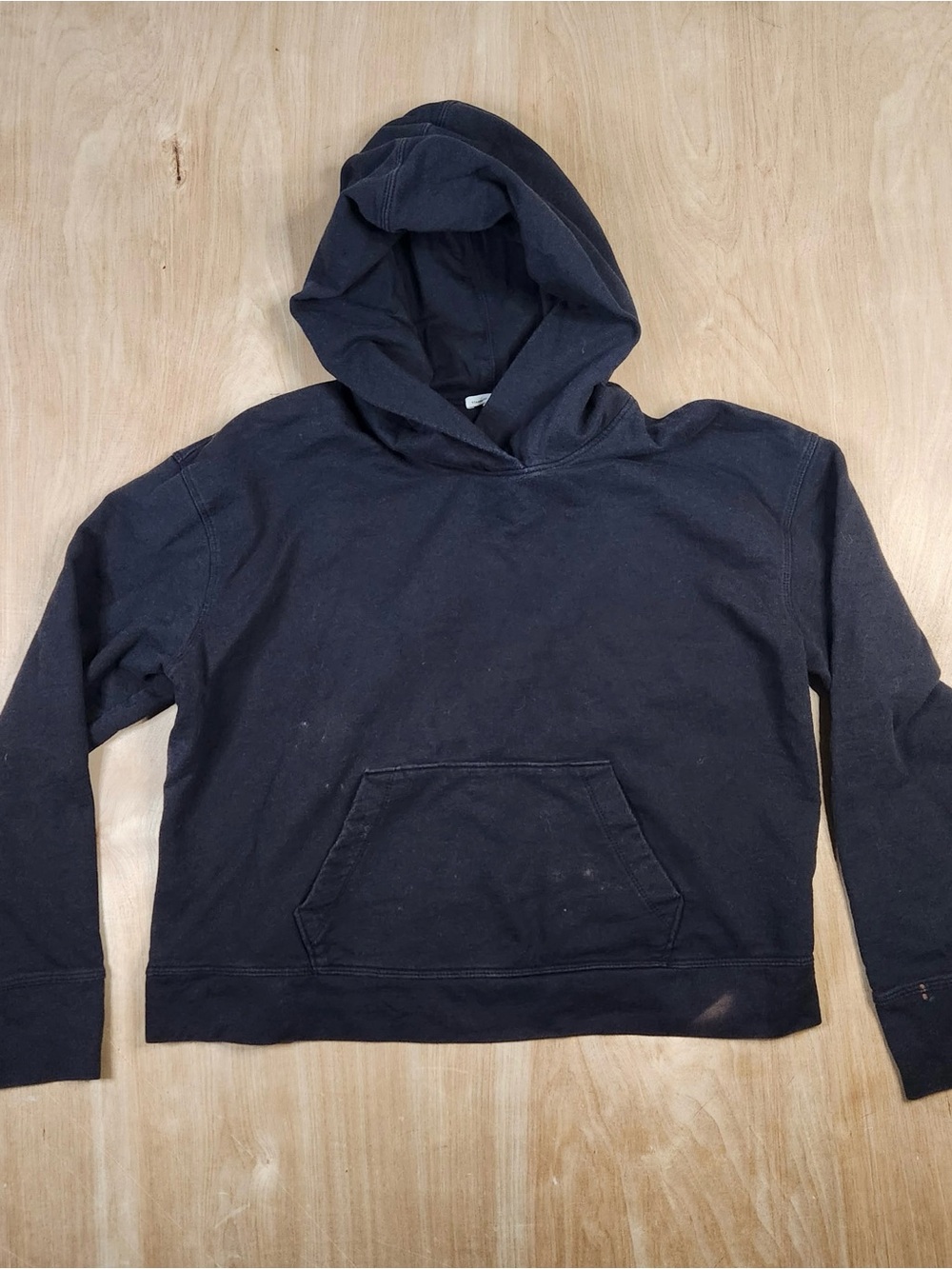 James Perse Women’s Pullover Hoodie Black Solid Long Sleeve Pockets Size 2